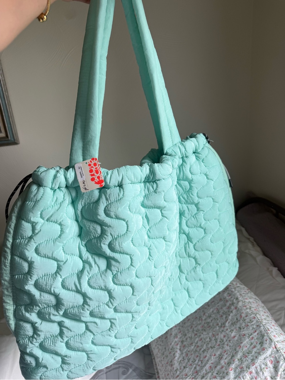 Brand new with tags FP Movement by Free People Quilted teal Shoulder Bag